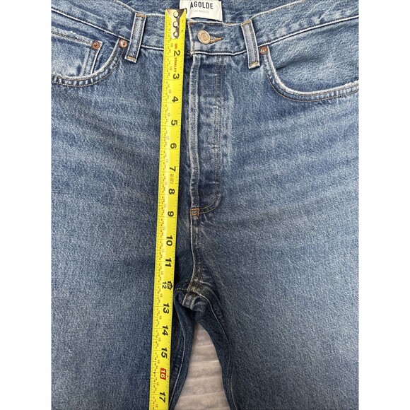 Womens Agolde Kelly Blue Denim High-rise Straight Leg jeans, size 30 Button Fly - Picture 3 of 16